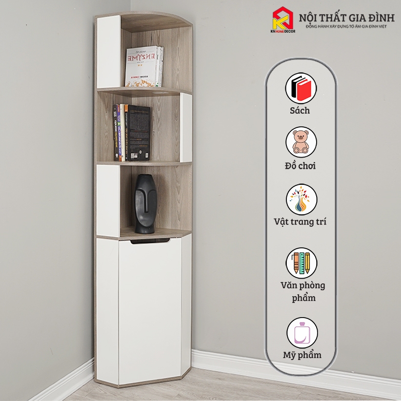 Kệ góc tường gỗ MDF phủ Melamine hiện đại, gọn gàng và sang trọng – KN Home Décor