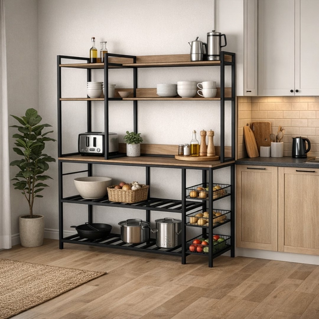 kệ pantry khung sắt MDF Melamine