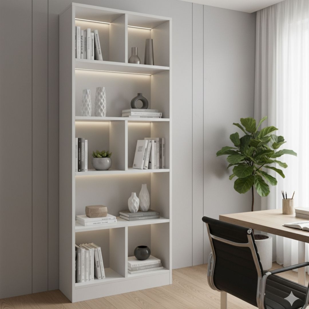 Kệ sách MDF phủ Melamine thiết kế hiện đại, nhiều tầng chứa, thương hiệu KN Home Decor.