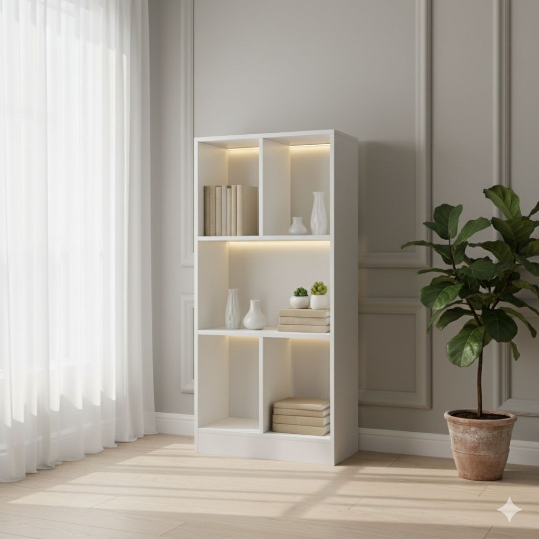 Kệ sách MDF phủ Melamine thiết kế hiện đại, nhiều tầng chứa, thương hiệu KN Home Decor.