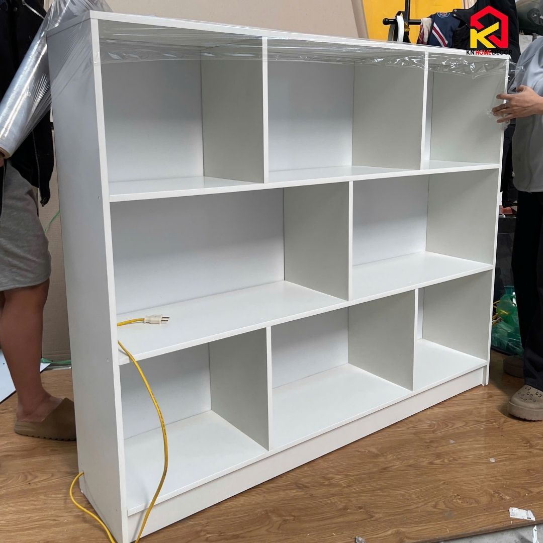 Kệ sách MDF phủ Melamine thiết kế hiện đại, nhiều tầng chứa, thương hiệu KN Home Decor.