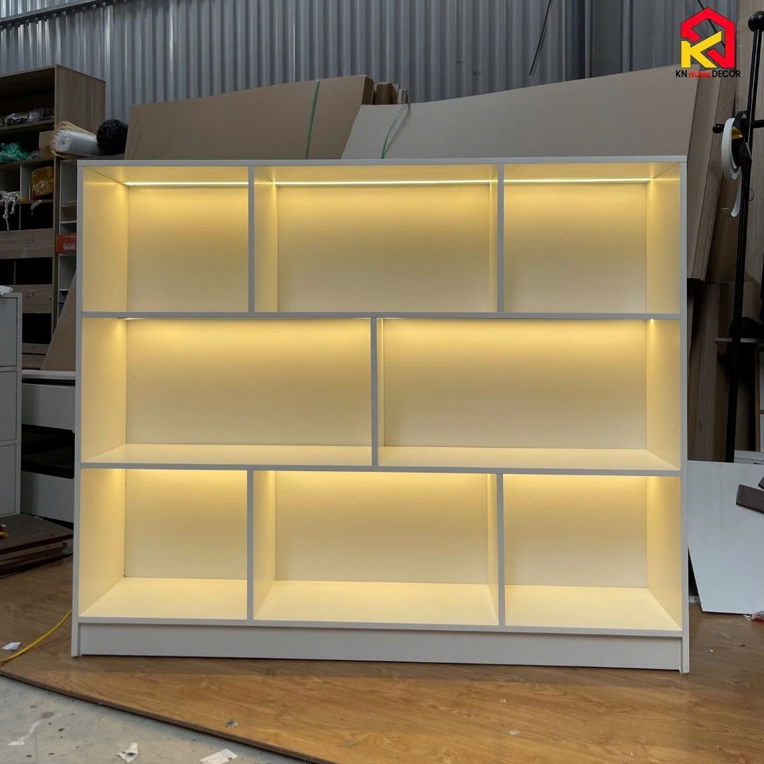 Kệ sách MDF phủ Melamine thiết kế hiện đại, nhiều tầng chứa, thương hiệu KN Home Decor.