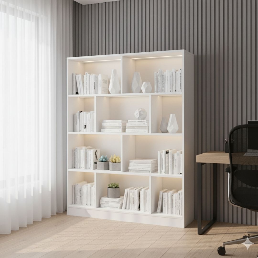 Kệ sách MDF phủ Melamine thiết kế hiện đại, nhiều tầng chứa, thương hiệu KN Home Decor.