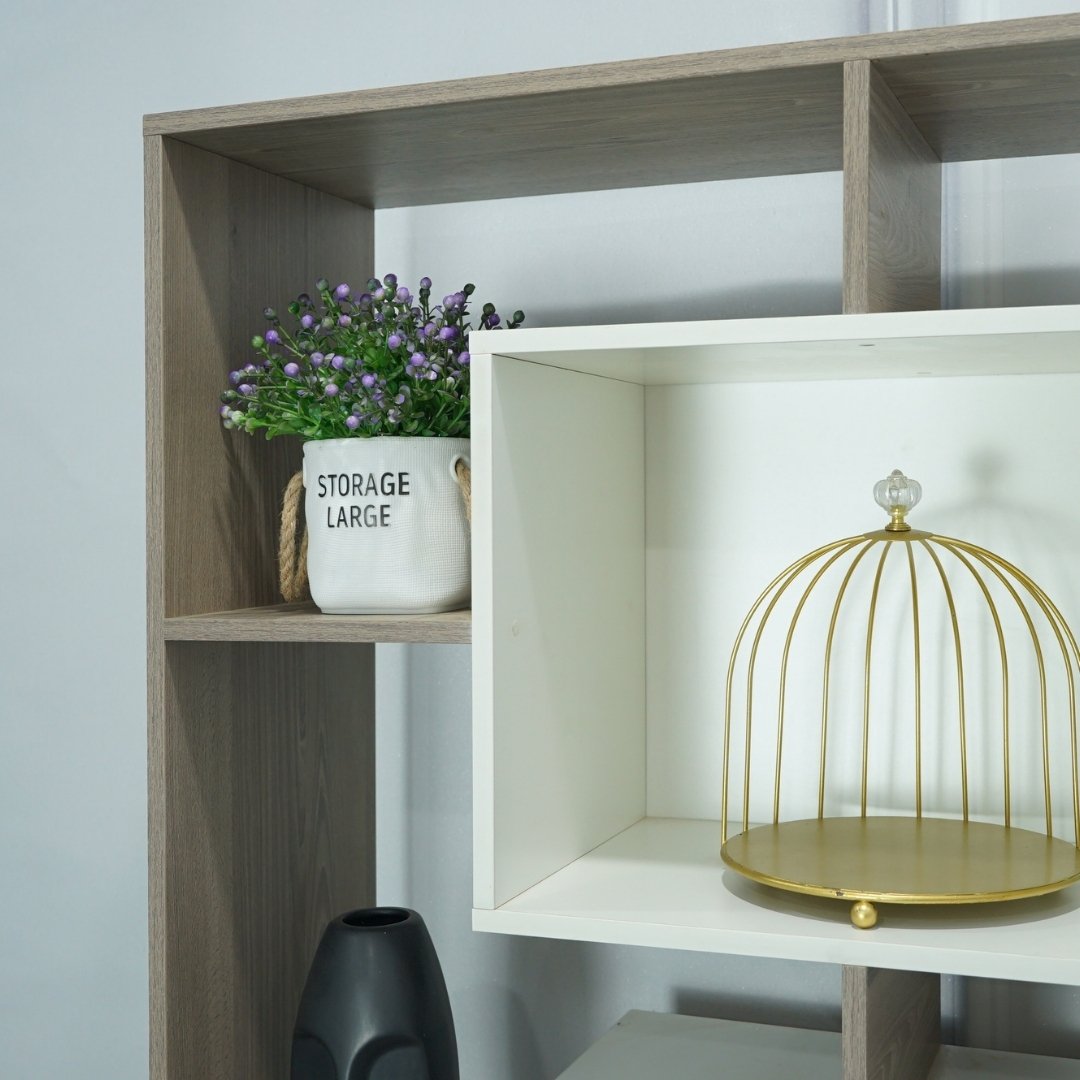 Kệ sách MDF phủ Melamine thiết kế hiện đại, nhiều tầng chứa, thương hiệu KN Home Decor.