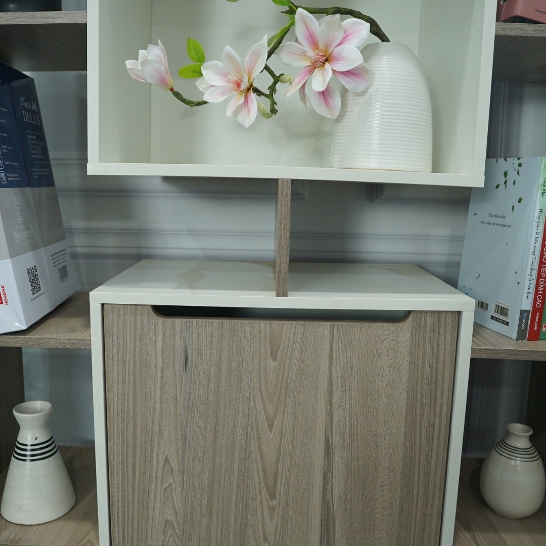 Kệ sách MDF phủ Melamine thiết kế hiện đại, nhiều tầng chứa, thương hiệu KN Home Decor.