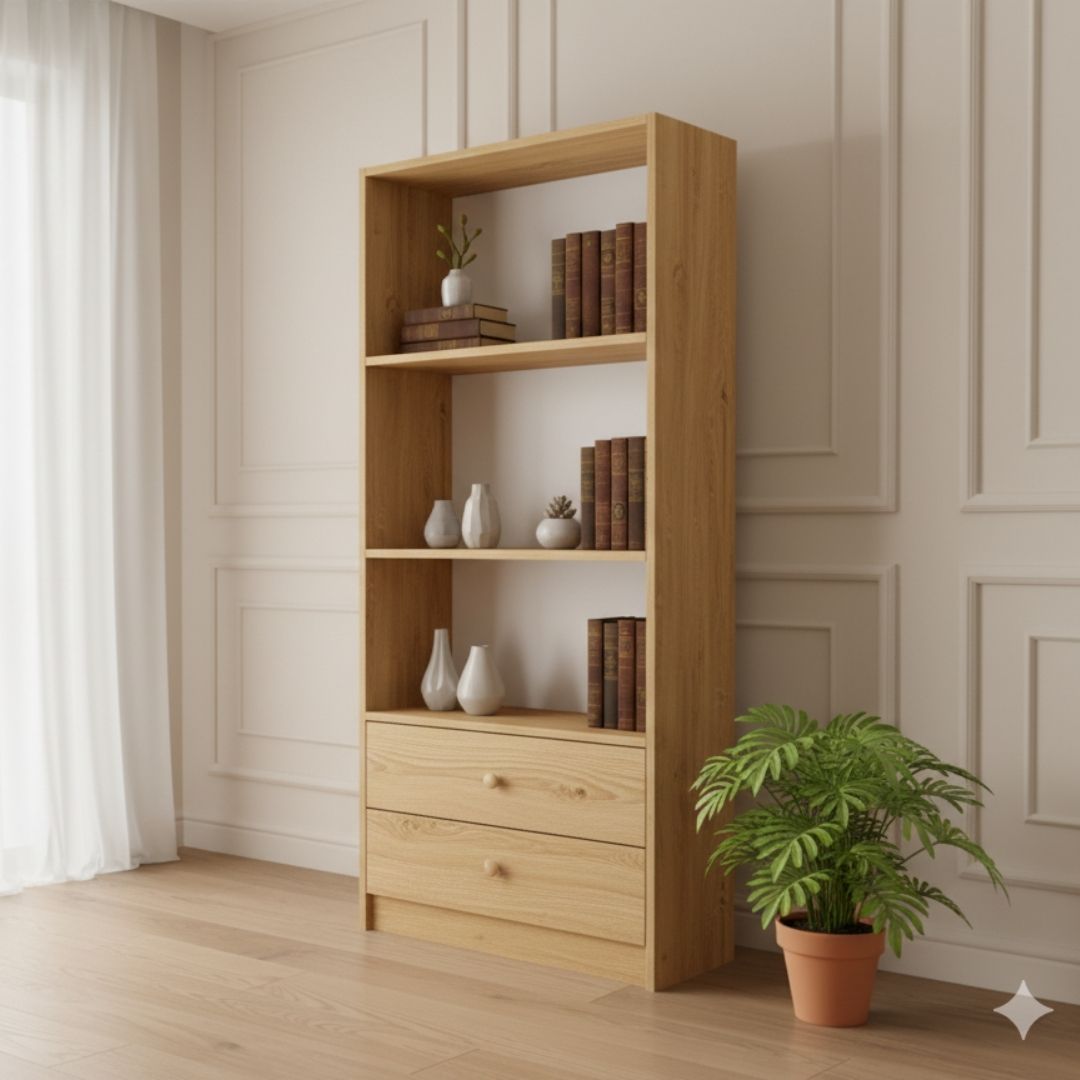 Kệ sách MDF phủ Melamine thiết kế hiện đại, nhiều tầng chứa, thương hiệu KN Home Decor.