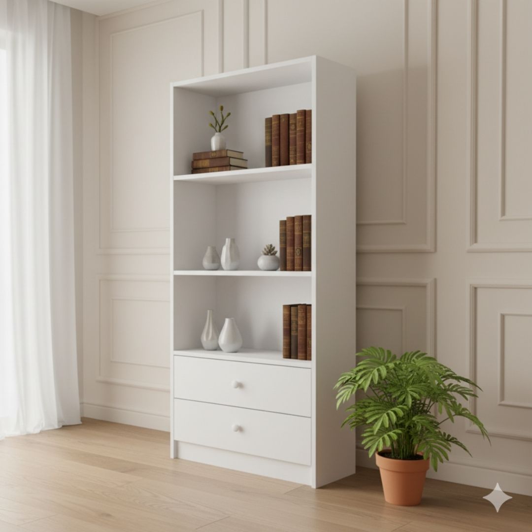 Kệ sách MDF phủ Melamine thiết kế hiện đại, nhiều tầng chứa, thương hiệu KN Home Decor.