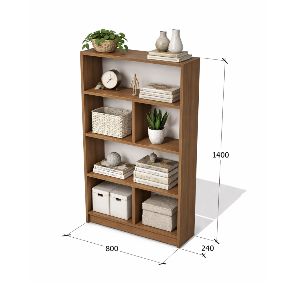 Kệ Sách Trang Trí MDF Melamine 80x24x140cm Thiết Kế Nhiều Ngăn Hiện Đại KN Home Decor