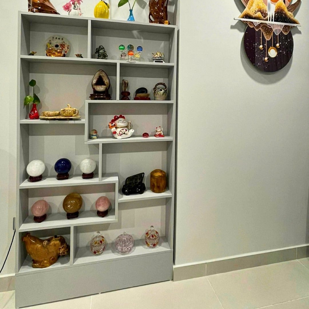 Kệ Sách Trang Trí MDF Melamine 100x15x180cm Thiết Kế So Le Hiện Đại KN Home Decor