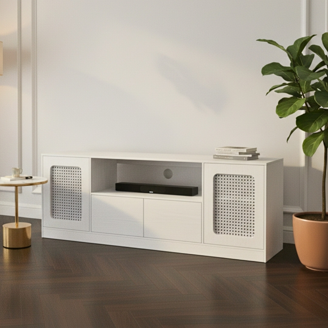 Kệ tivi gỗ MDF phủ Melamine hiện đại, thiết kế đơn giản, có nhiều kích thước và màu sắc tùy chọn, thương hiệu KN Home Decor.