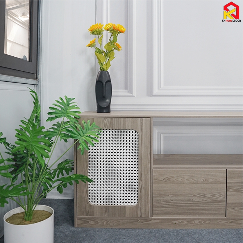 Kệ tivi gỗ MDF phủ Melamine hiện đại, thiết kế đơn giản, có nhiều kích thước và màu sắc tùy chọn, thương hiệu KN Home Decor.