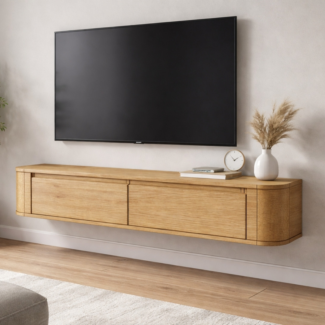 Kệ Tivi Treo Tường MDF Melamine 120x26x22cm Thiết Kế Bo Góc Hiện Đại KN Home Decor