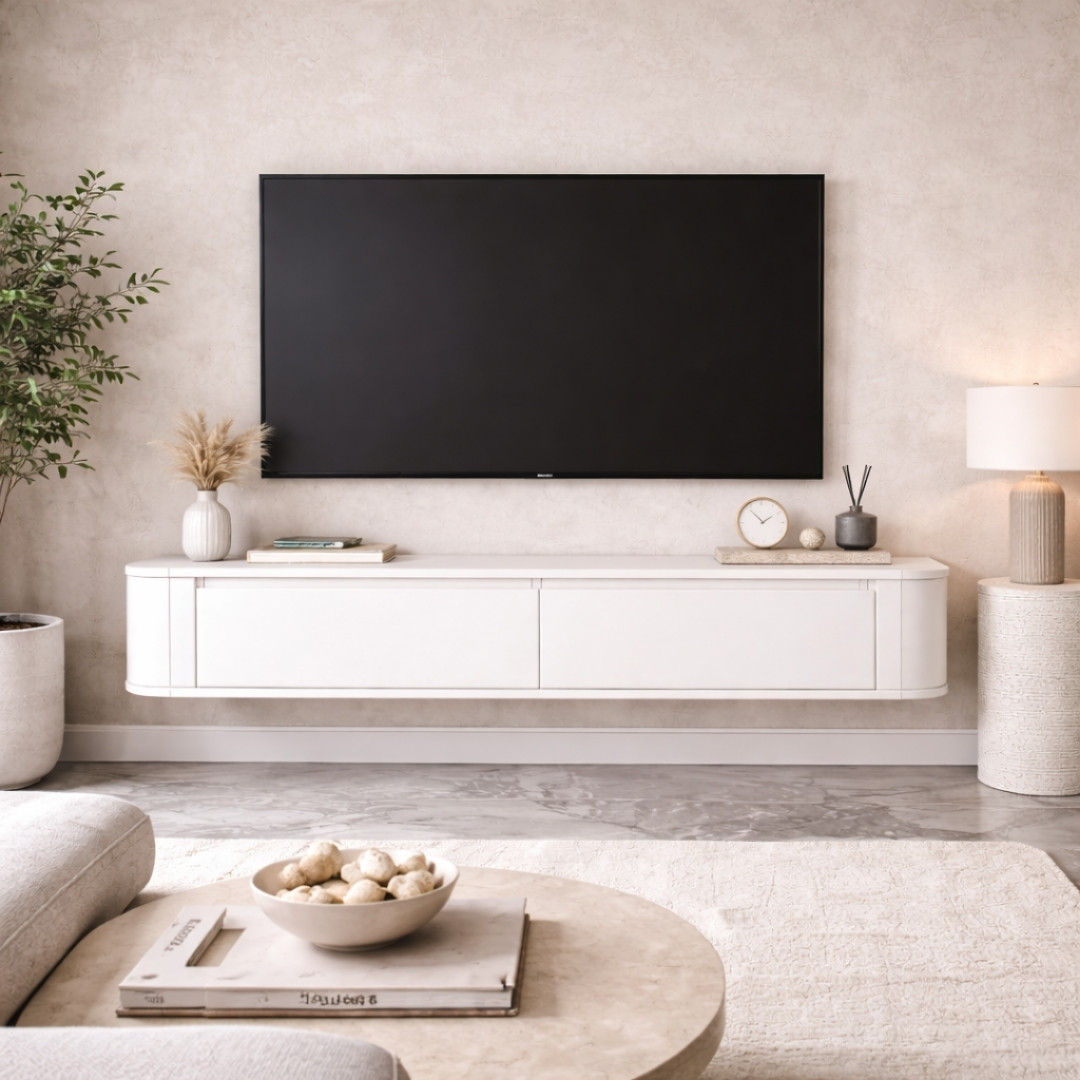 Kệ Tivi Treo Tường MDF Melamine 120x26x22cm Thiết Kế Bo Góc Hiện Đại KN Home Decor