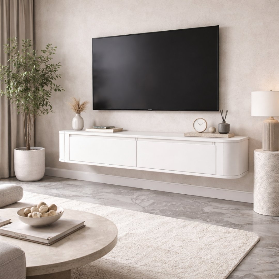 Kệ Tivi Treo Tường MDF Melamine 120x26x22cm Thiết Kế Bo Góc Hiện Đại KN Home Decor