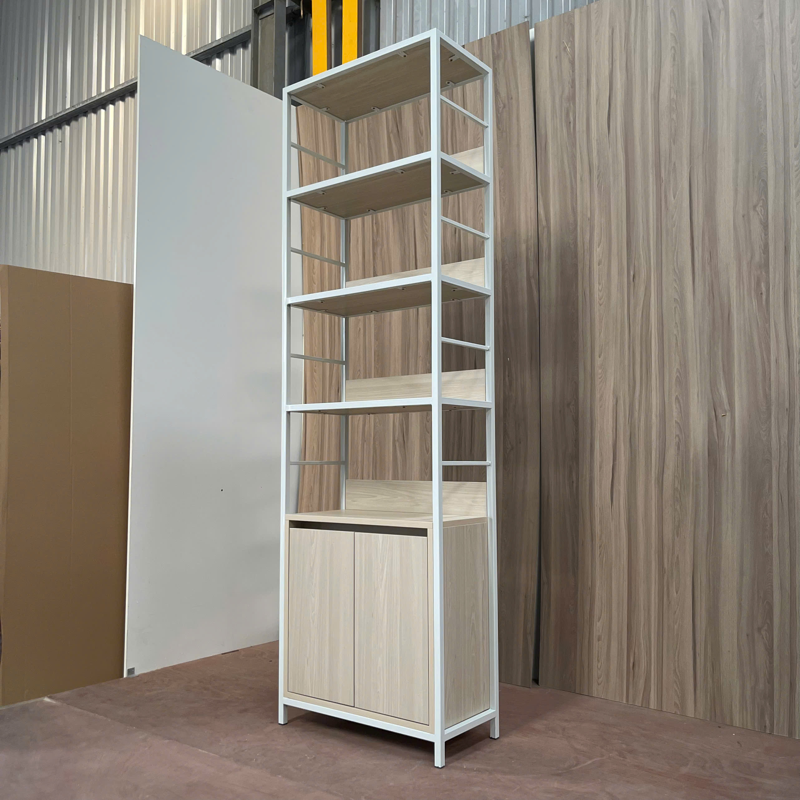 Kệ Trang Trí Khung Sắt 2 Cánh MDF Melamine 60x30x200cm – KN KKS6030200