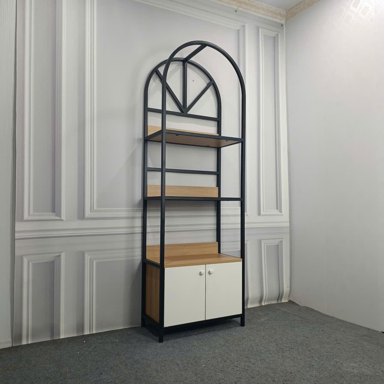 Kệ Trang Trí Khung Sắt MDF Melamine 60x30x180cm Thiết Kế Vòm Hiện Đại KN Home Decor