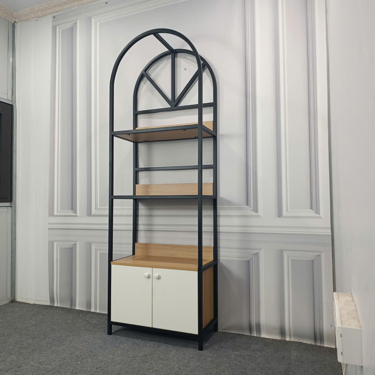 Kệ Trang Trí Khung Sắt MDF Melamine 60x30x180cm Thiết Kế Vòm Hiện Đại KN Home Decor