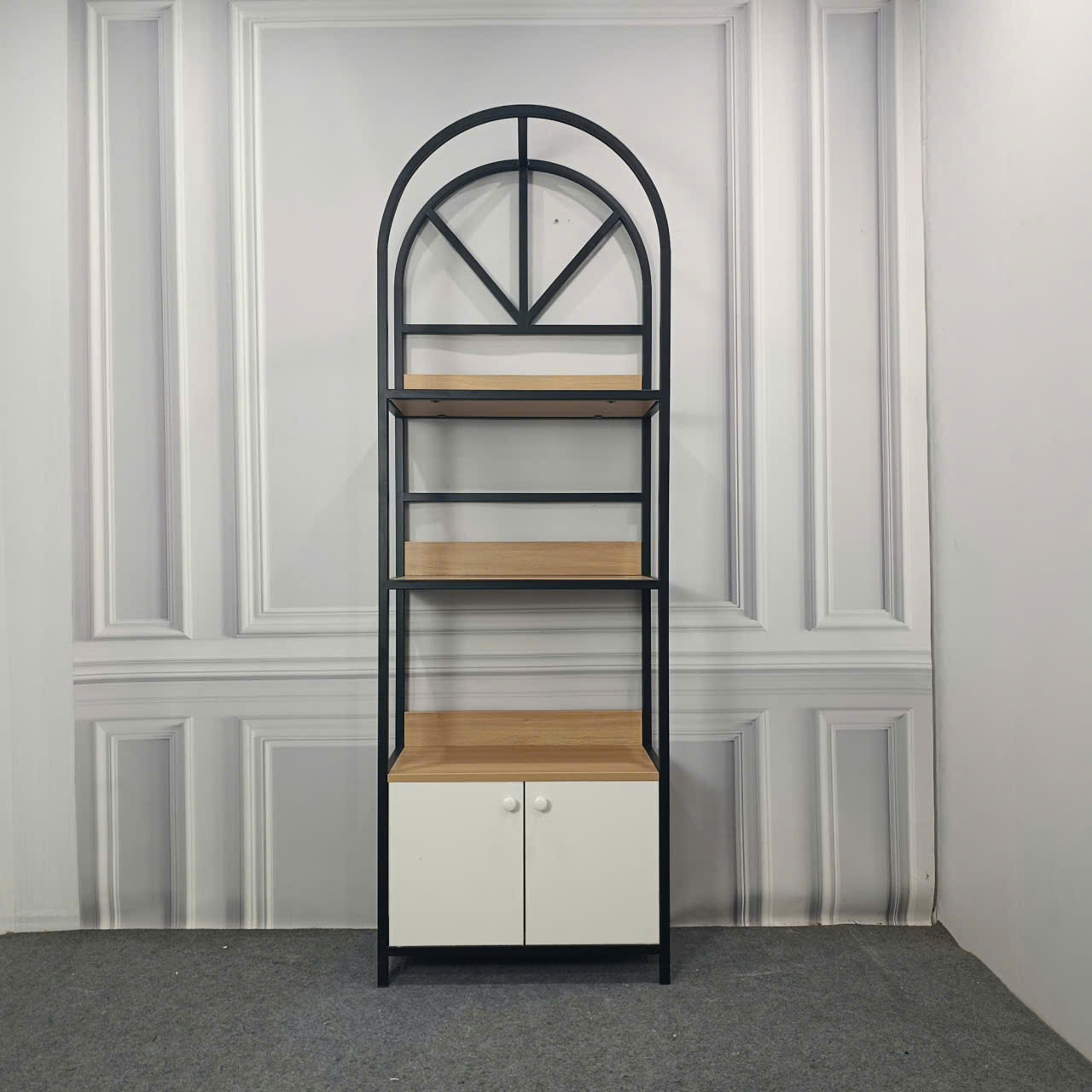 Kệ Trang Trí Khung Sắt MDF Melamine 60x30x180cm Thiết Kế Vòm Hiện Đại KN Home Decor