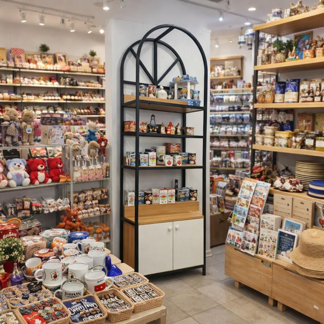 Kệ Trang Trí Khung Sắt MDF Melamine 60x30x180cm Thiết Kế Vòm Hiện Đại KN Home Decor