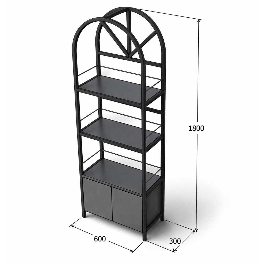 Kệ Trang Trí Khung Sắt MDF Melamine 60x30x180cm Thiết Kế Vòm Hiện Đại KN Home Decor