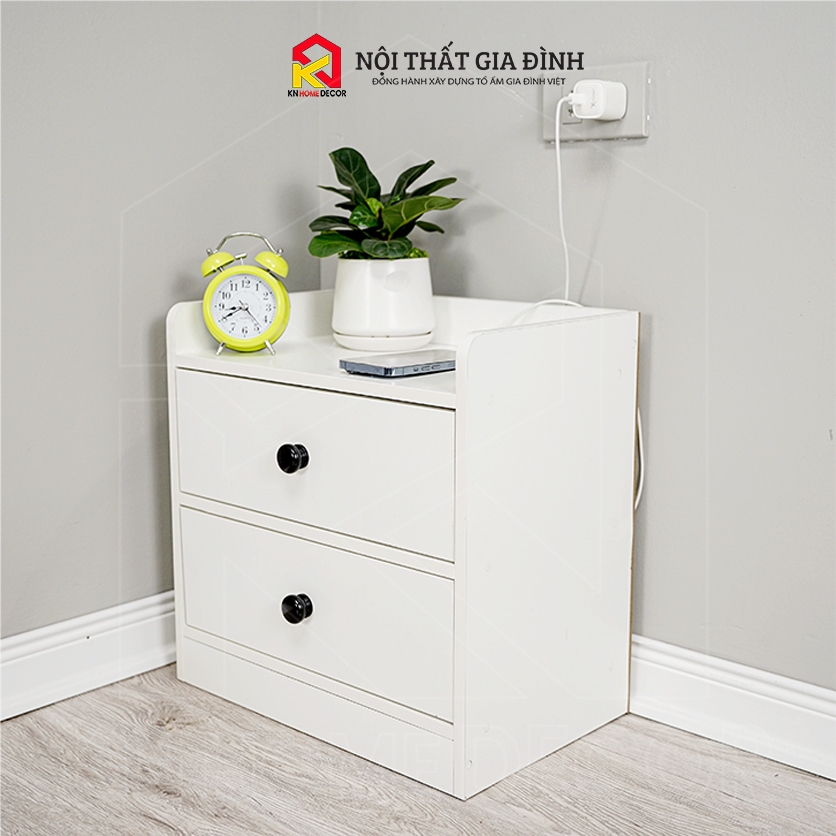 Tab đầu giường MDF phủ Melamine thiết kế tối giản, có ngăn kéo tiện dụng, thương hiệu KN Home Decor.