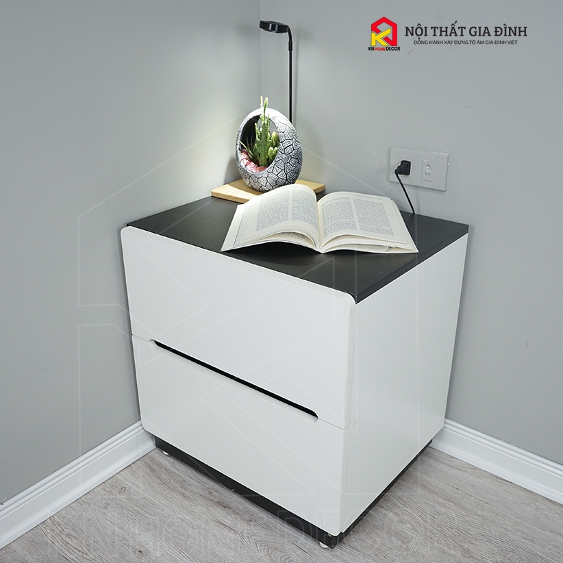 Tab đầu giường MDF phủ Melamine thiết kế tối giản, có ngăn kéo tiện dụng, thương hiệu KN Home Decor.