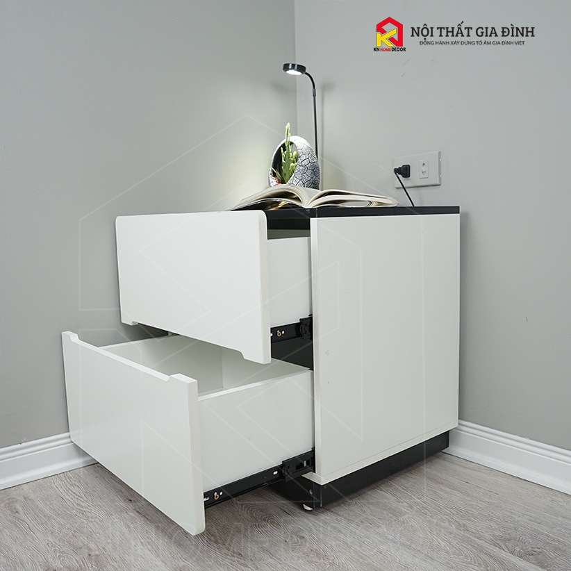 Tab đầu giường MDF phủ Melamine thiết kế tối giản, có ngăn kéo tiện dụng, thương hiệu KN Home Decor.