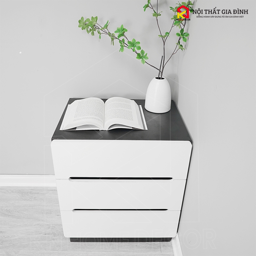 Tủ đầu giường gỗ MDF phủ Melamine đen trắng 3 tầng TG_NK3T KN Home Decor
