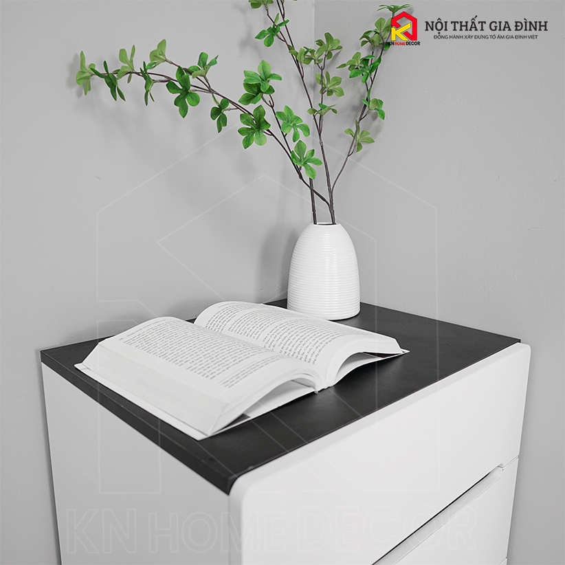 Tủ đầu giường gỗ MDF phủ Melamine đen trắng 3 tầng TG_NK3T KN Home Decor