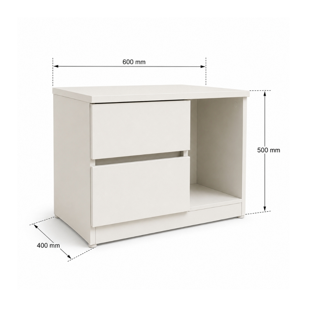 Tab Đầu Giường 2 Ngăn Kéo MDF Melamine 60x40x50cm – KN TG604050