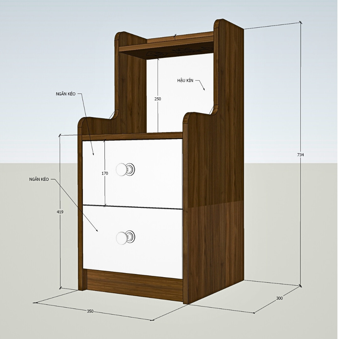 Tab đầu giường MDF phủ Melamine thiết kế tối giản, có ngăn kéo tiện dụng, thương hiệu KN Home Decor.