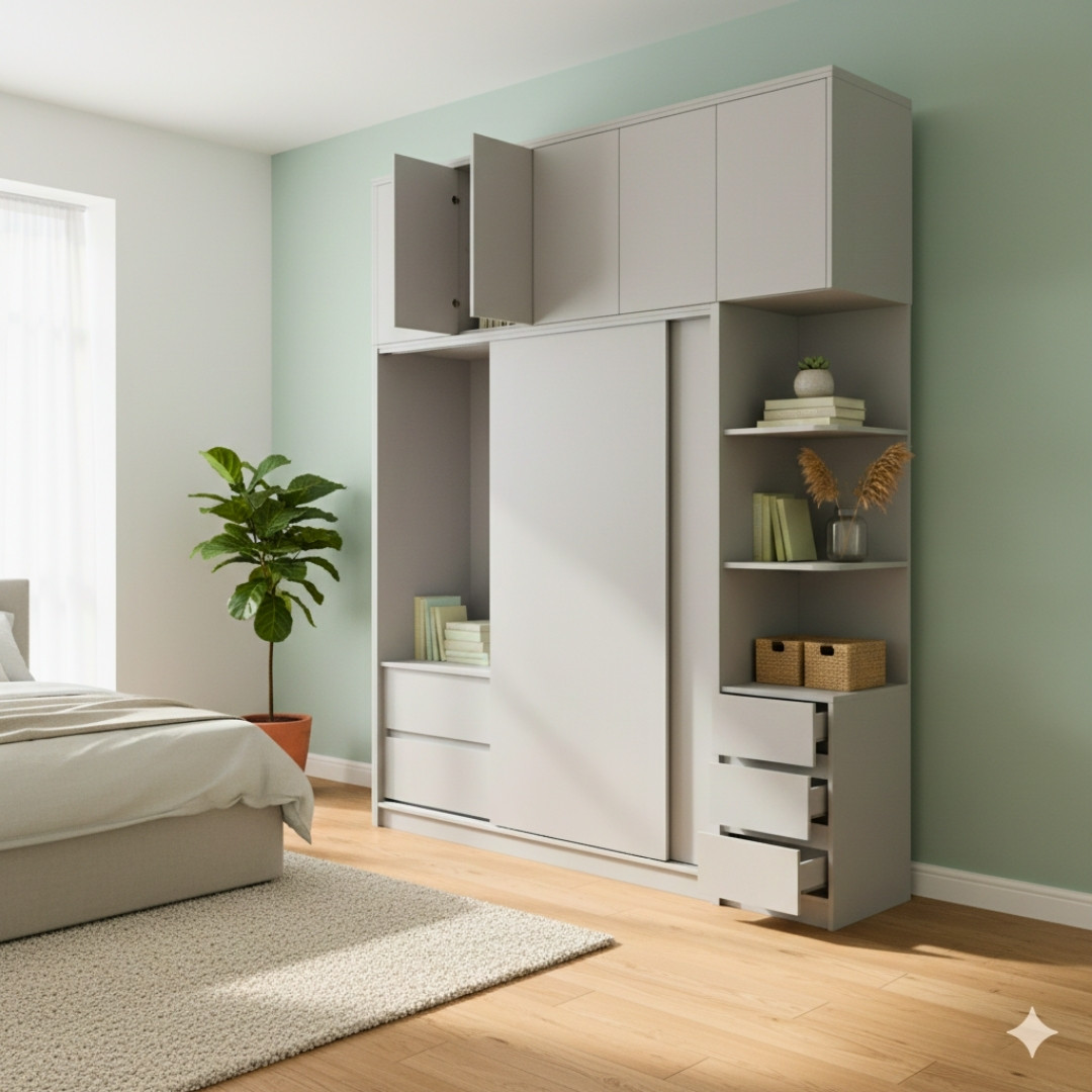 Tủ áo cánh lùa gỗ MDF phủ Melamine hiện đại – tiết kiệm không gian, sang trọng – KN Home Décor