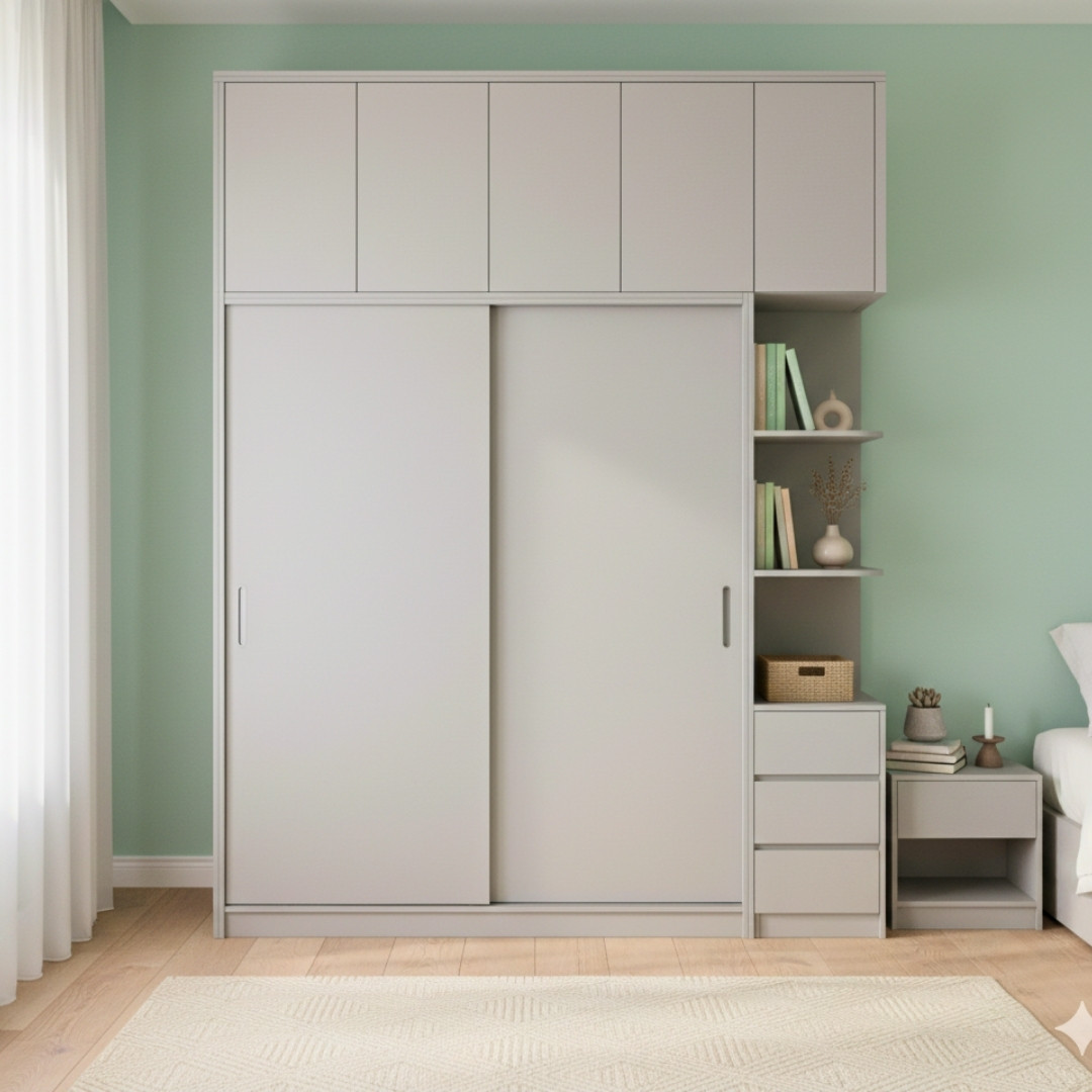 Tủ áo cánh lùa gỗ MDF phủ Melamine hiện đại – tiết kiệm không gian, sang trọng – KN Home Décor