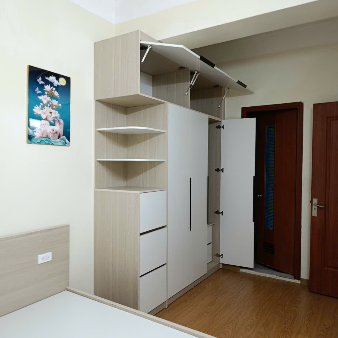 Tủ áo MDF phủ Melamine có ngăn kéo ray bi 3 lớp