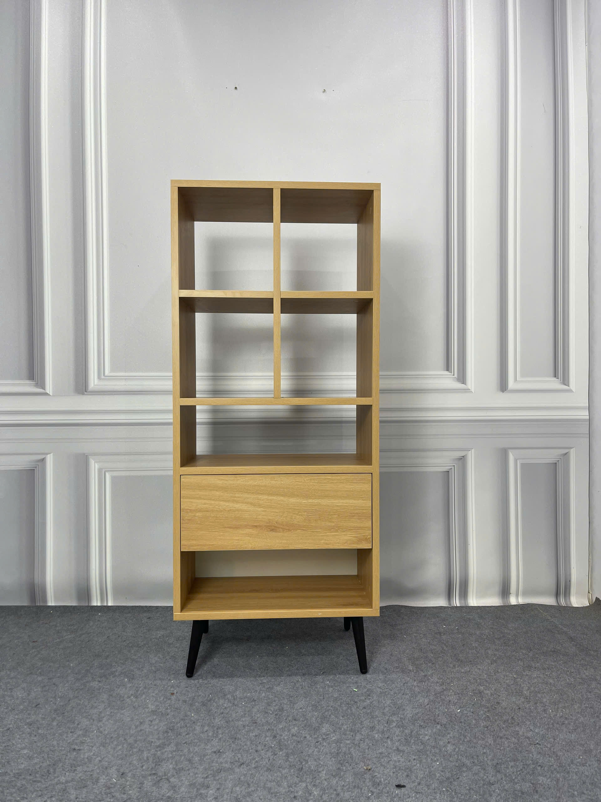 Tủ Buffet MDF Melamine 50x30x115cm Kệ Trang Trí Đa Năng Chân Sắt Hiện Đại KN Home Decor