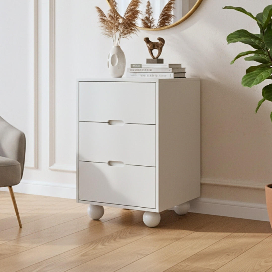 Tủ đa năng gỗ MDF phủ Melamine phối cánh mây nhựa đan thông thoáng, thiết kế hiện đại, thương hiệu KN Home Decor.