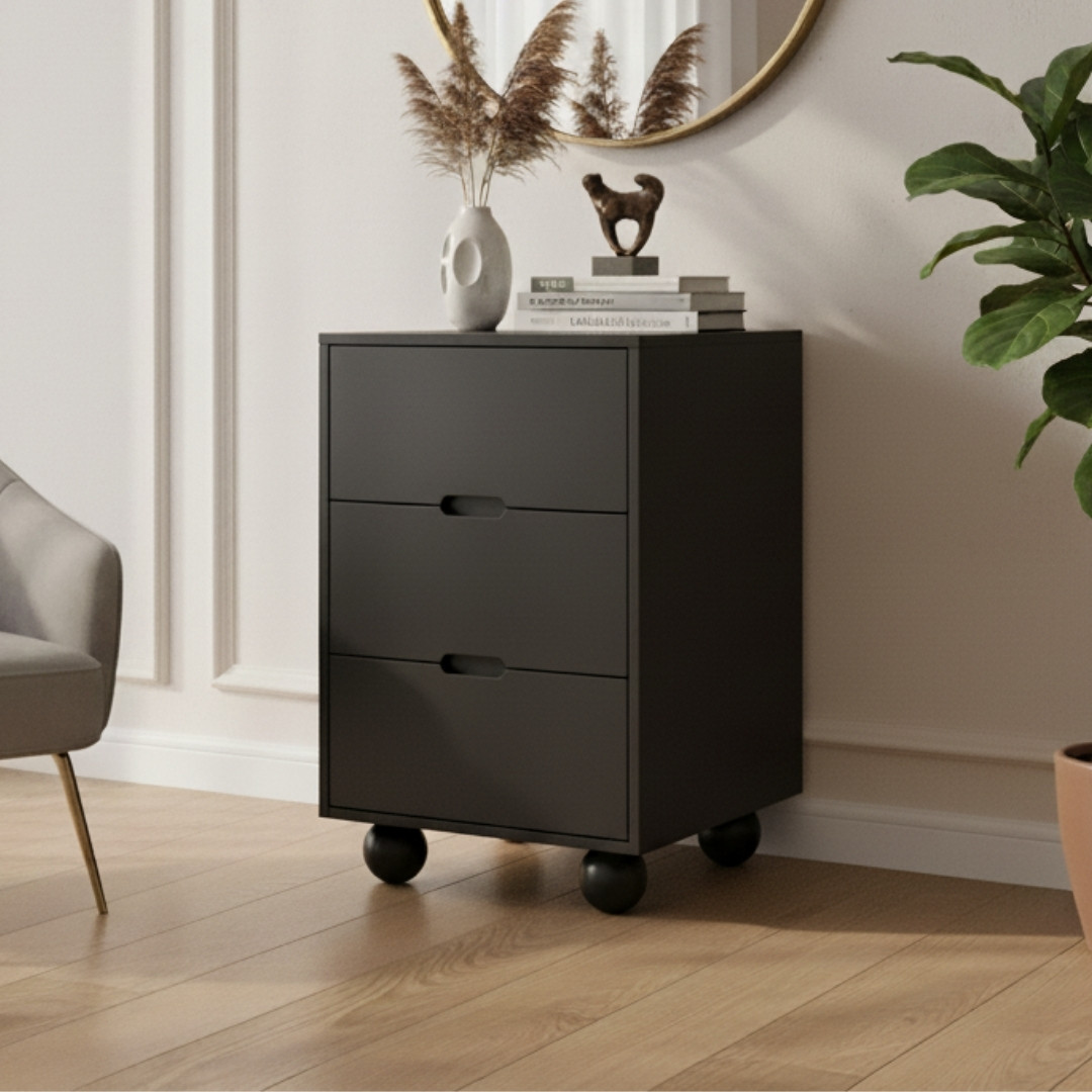 Tủ đa năng gỗ MDF phủ Melamine phối cánh mây nhựa đan thông thoáng, thiết kế hiện đại, thương hiệu KN Home Decor.