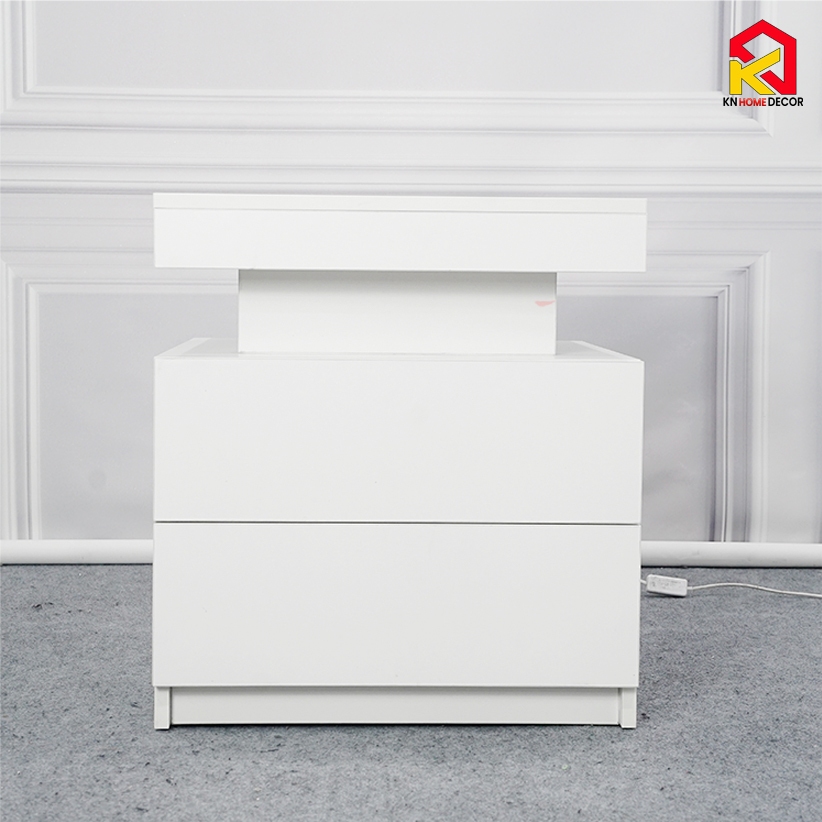 Tab đầu giường MDF phủ Melamine thiết kế tối giản, phát sáng, có ngăn kéo tiện dụng, ngăn bí mật thương hiệu KN Home Decor.