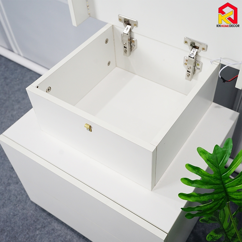 Tab đầu giường MDF phủ Melamine thiết kế tối giản, phát sáng, có ngăn kéo tiện dụng, ngăn bí mật thương hiệu KN Home Decor.