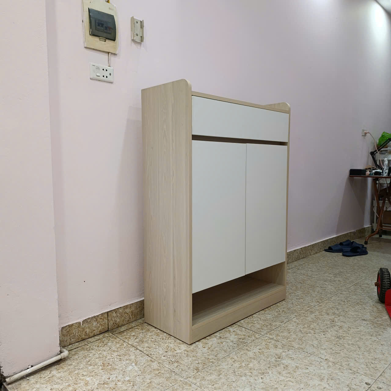 tu giay 2 canh 1 ngan keo 80x33x115