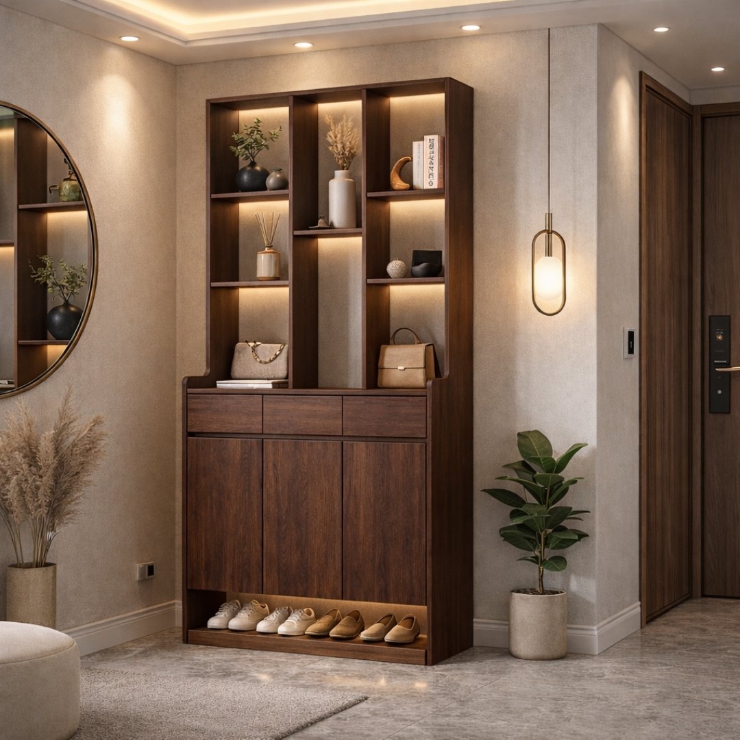 Tủ giày MDF 120x220x35cm cho sảnh chung cư