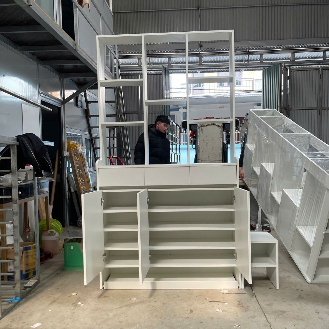 Tủ giày đa năng kết hợp kệ mở trang trí