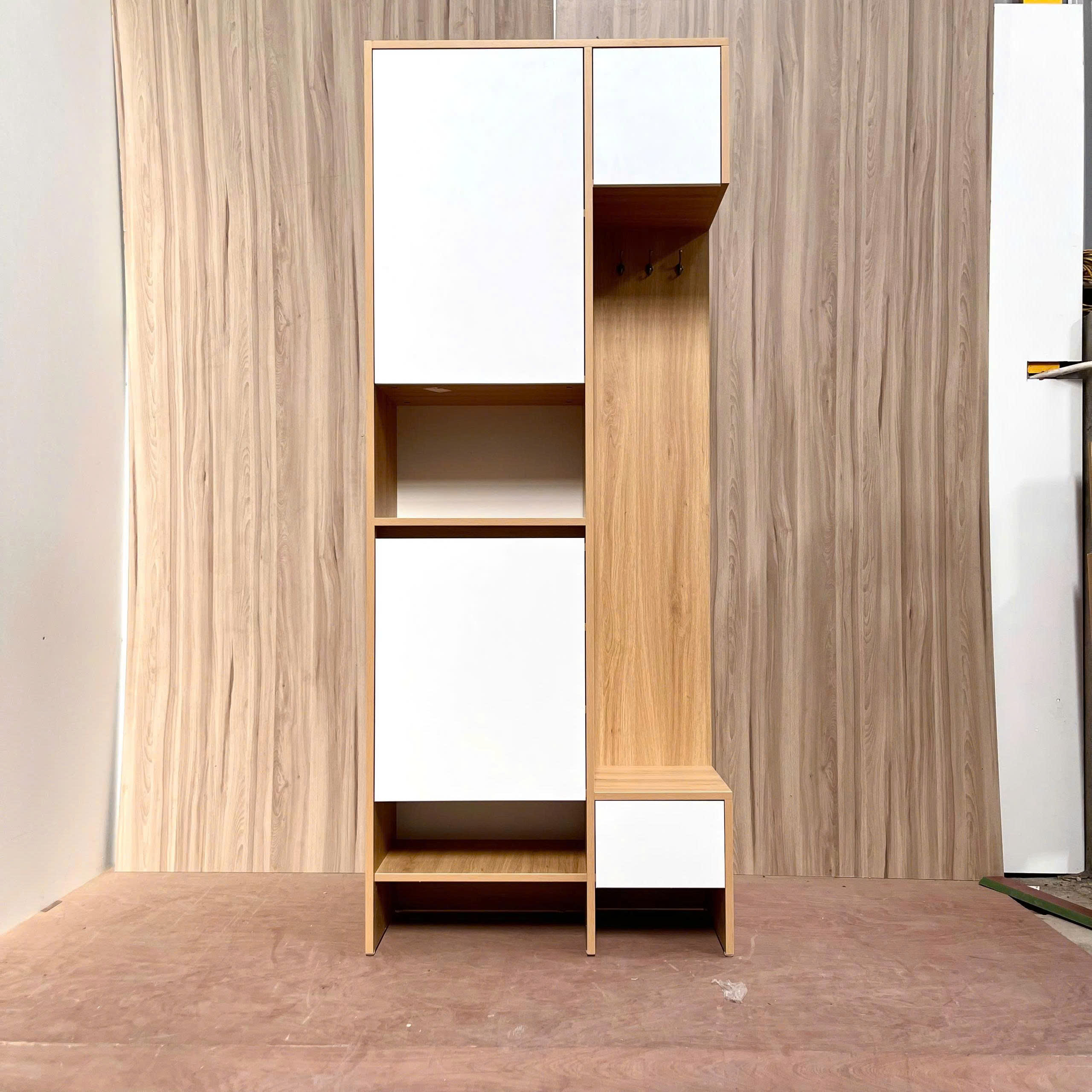 Tủ Giày Kết Hợp Giá Treo Đồ MDF Chống Ẩm 80x35x200cm KN-TG8035200