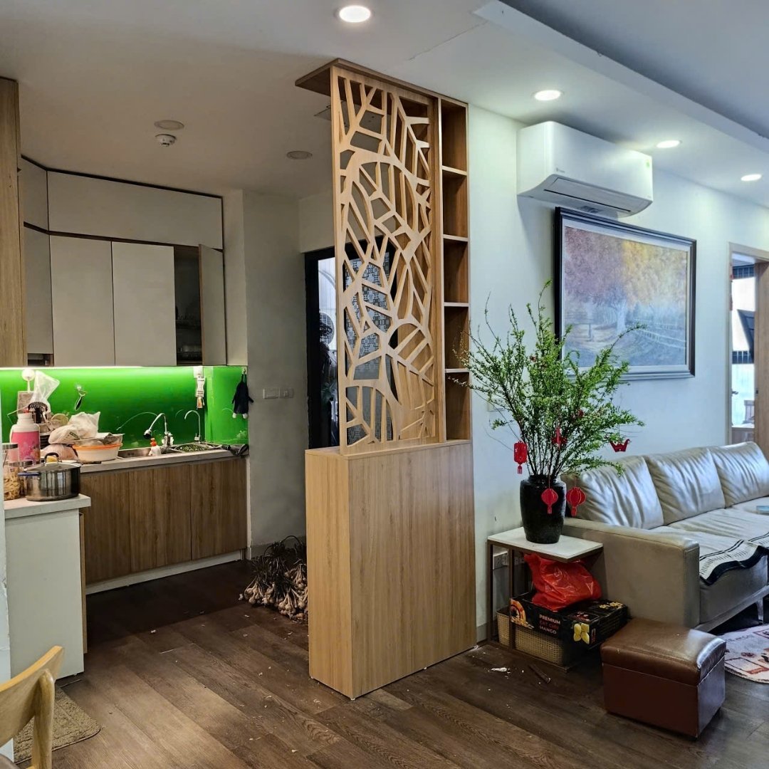 Thiết kế tủ vách CNC 2 mặt đẹp, sử dụng được cho cả hai không gian.