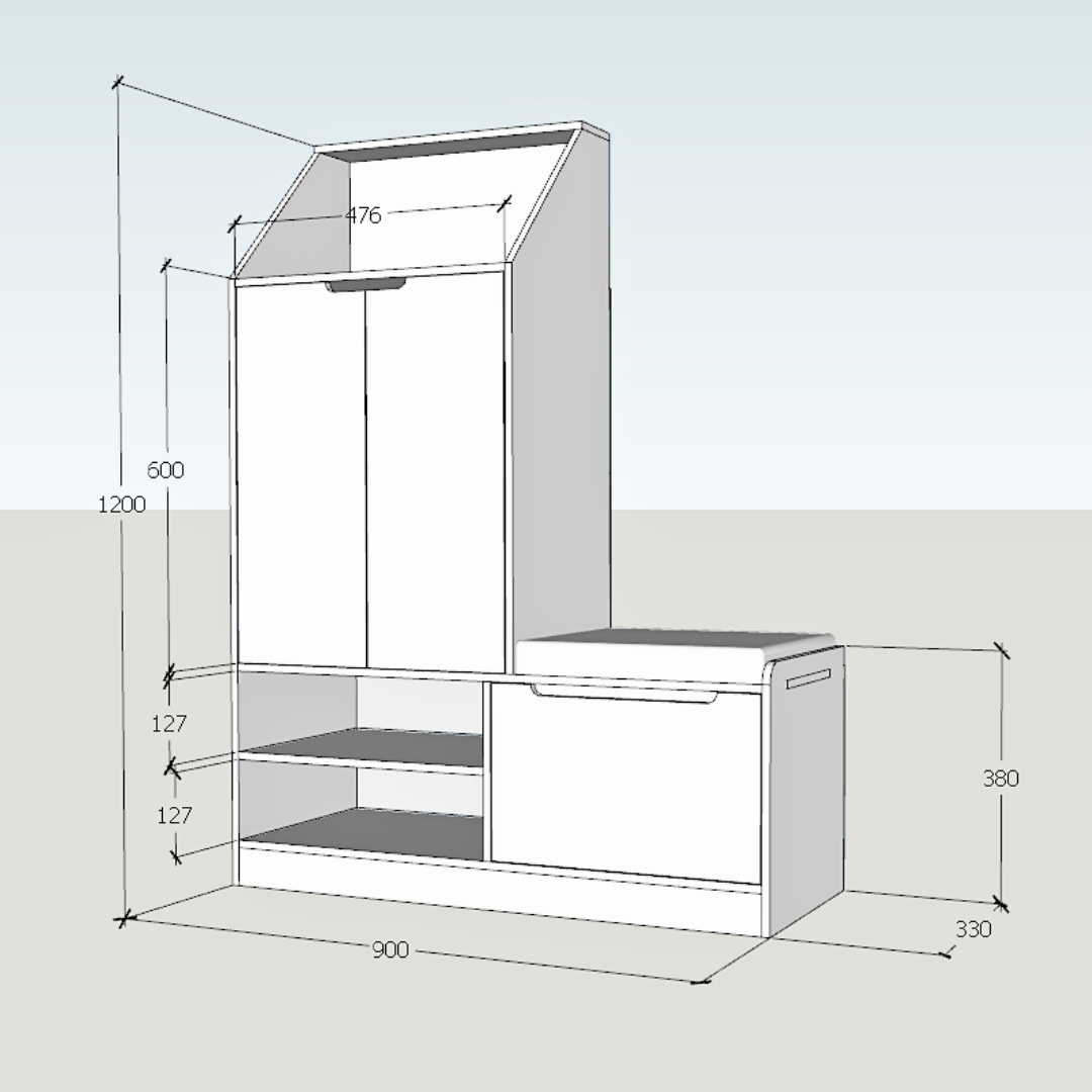 “Tủ giày lắp ráp gỗ MDF phủ Melamine dày 12-15mm, kích thước R90C120S33cm, có đệm ngồi bọc da tiện dụng. Thiết kế hiện đại, nhỏ gọn, 4 màu sắc: trắng, gỗ sồi vàng, vân gỗ xám, nâu óc chó. Phù hợp cho chung cư, nhà phố.”
