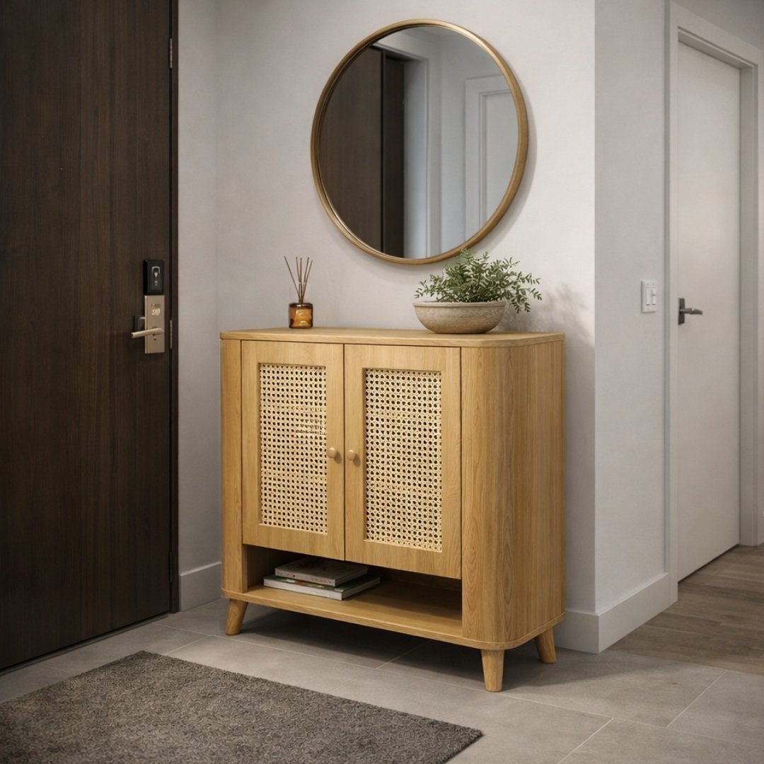 Tủ giày mây nhựa kích thước 1000x820x350mm phù hợp căn hộ chung cư.