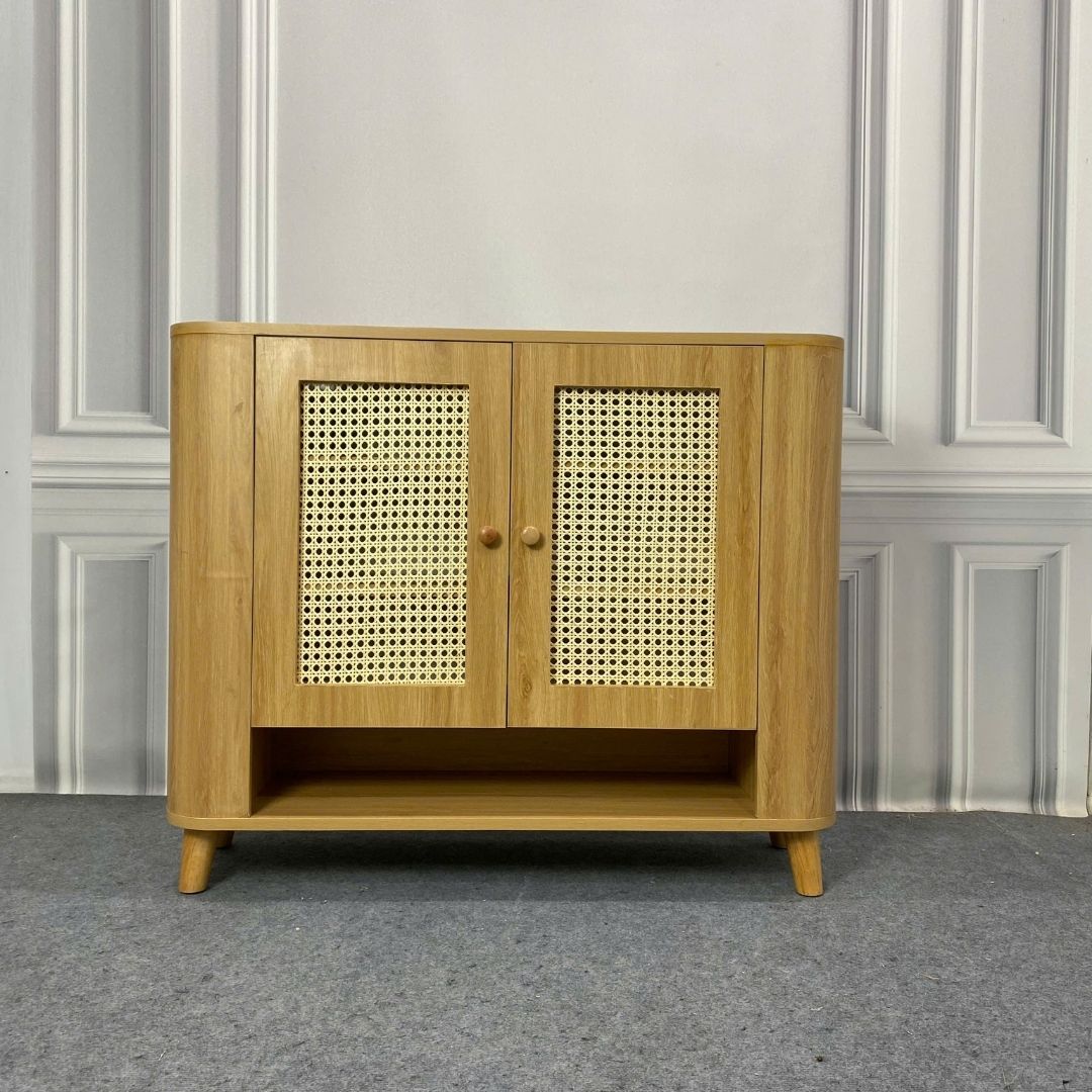 Mẫu tủ giày mây nhựa phong cách hiện đại, dễ phối nội thất.