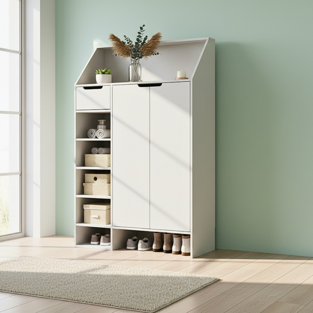 Tủ giày gỗ MDF phủ Melamine  hiện đại, thiết kế đa năng, nhiều kích thước, thương hiệu KN Home Decor.