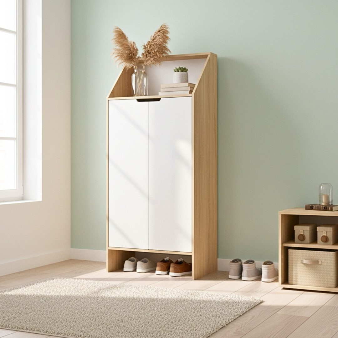 Tủ giày gỗ MDF phủ Melamine  hiện đại, thiết kế đa năng, nhiều kích thước, thương hiệu KN Home Decor.