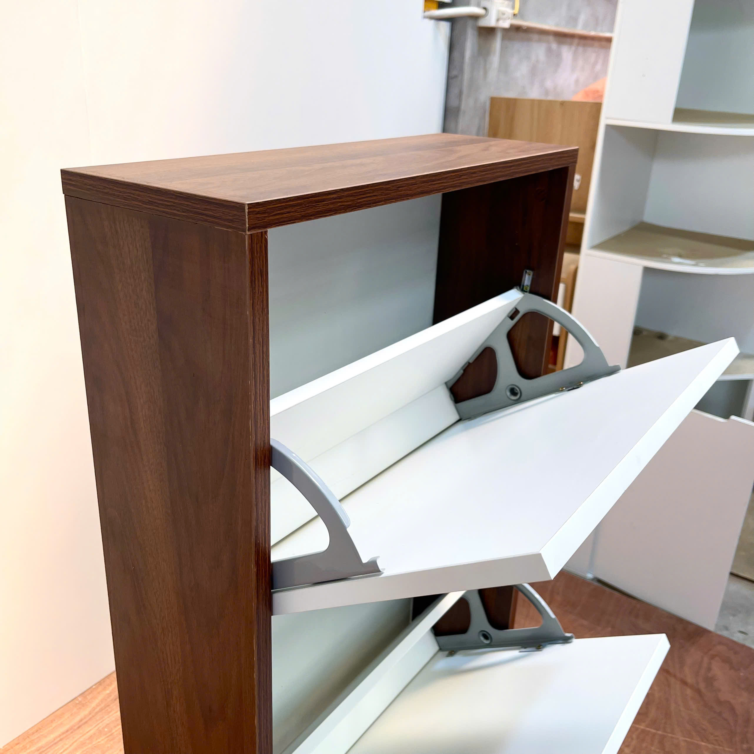 Tủ Giày Siêu Mỏng MDF Melamine 50x17x120cm Cánh Lật Thông Minh Tiết Kiệm Diện Tích KN Home Decor